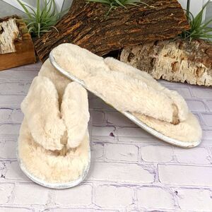 Magellan Furry Slippers Slides Thong Flip Flops